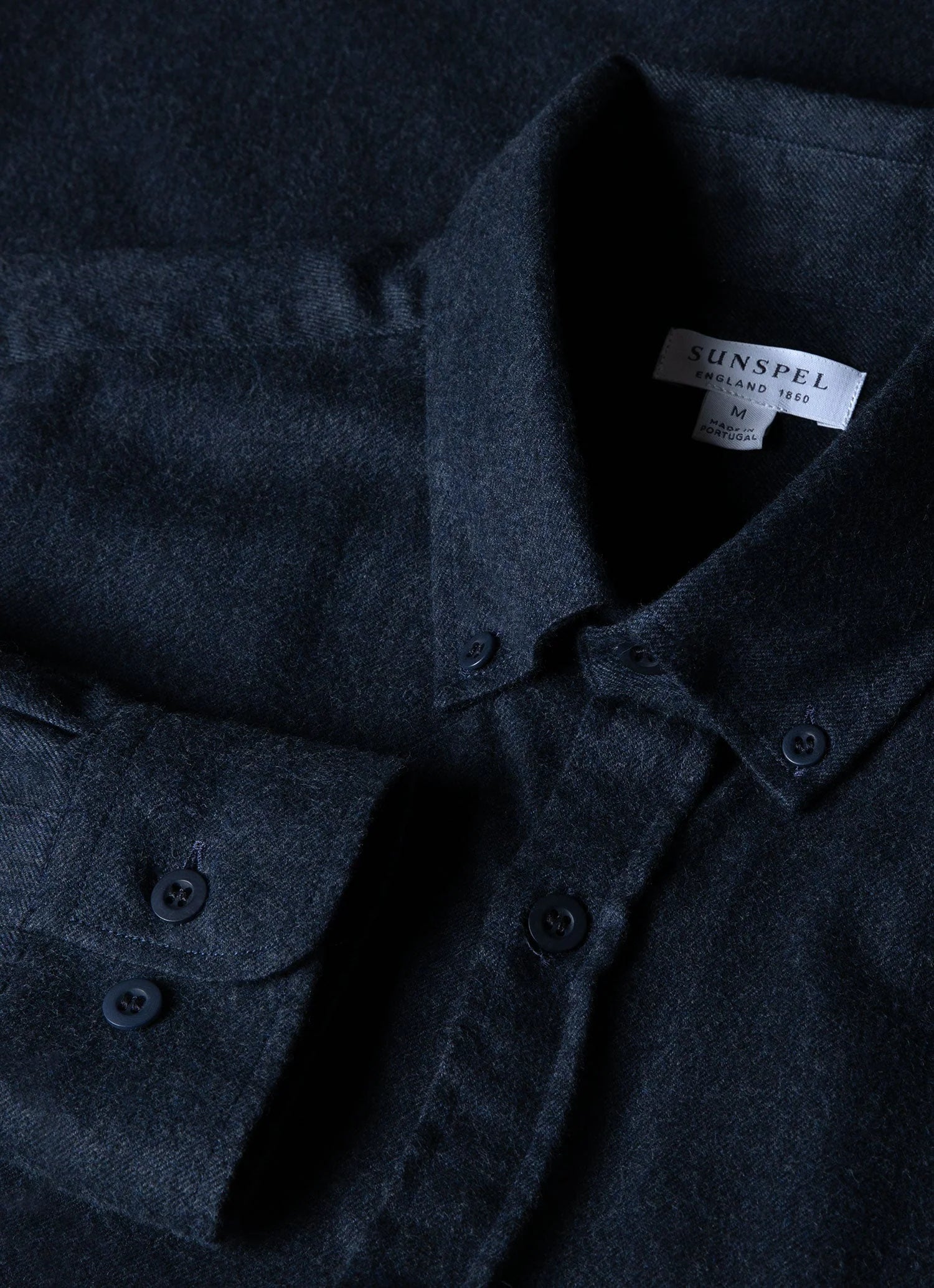 Brushed Cotton Flannel Shirt - Navy Melange