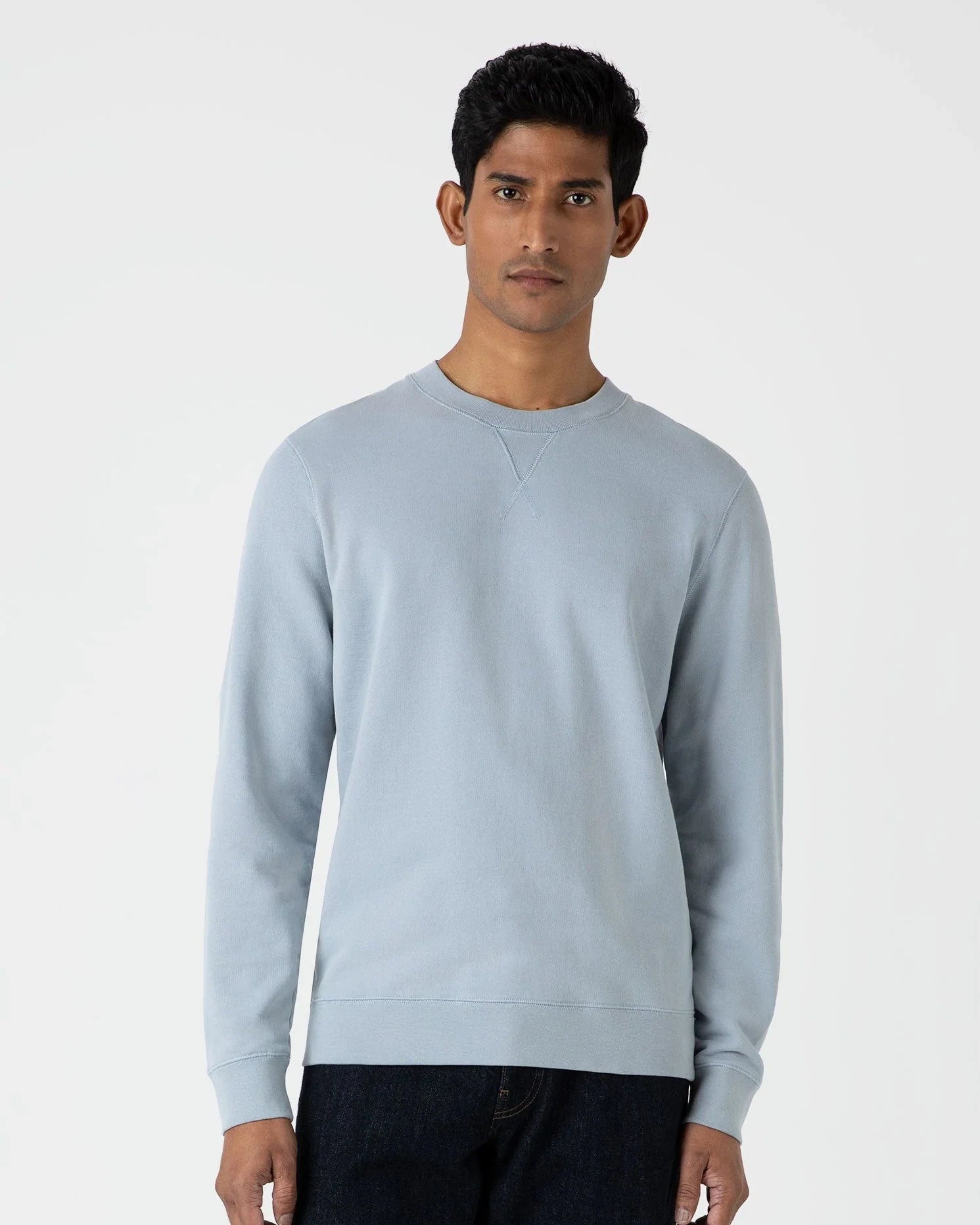 Cotton Loopback Sweatshirt - Smoke Blue