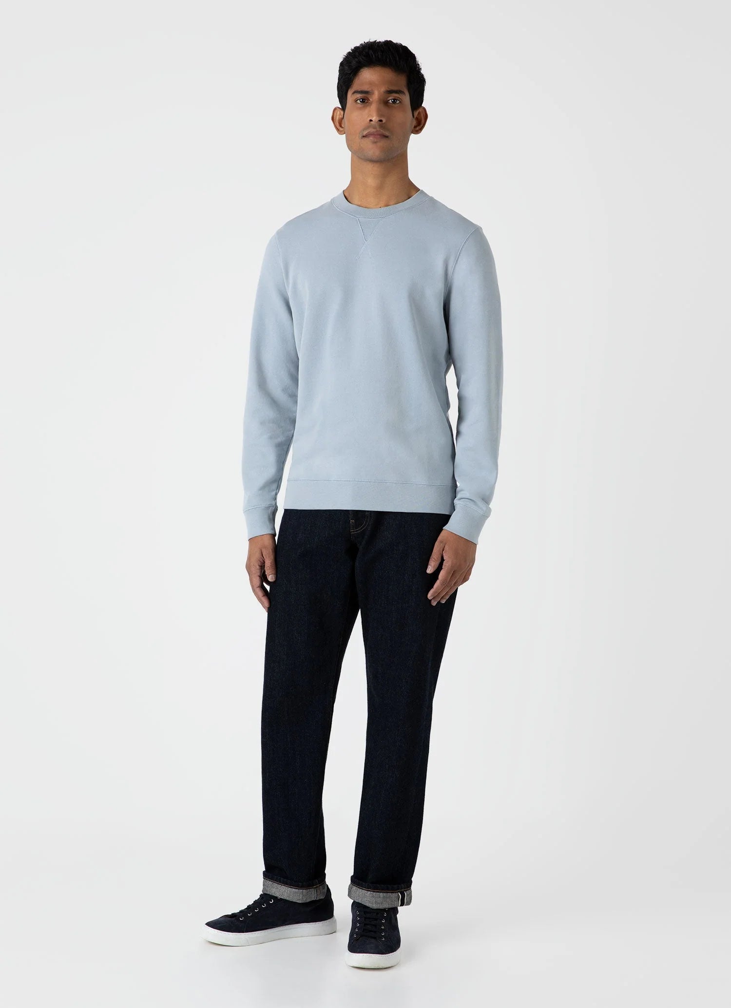 Cotton Loopback Sweatshirt - Smoke Blue