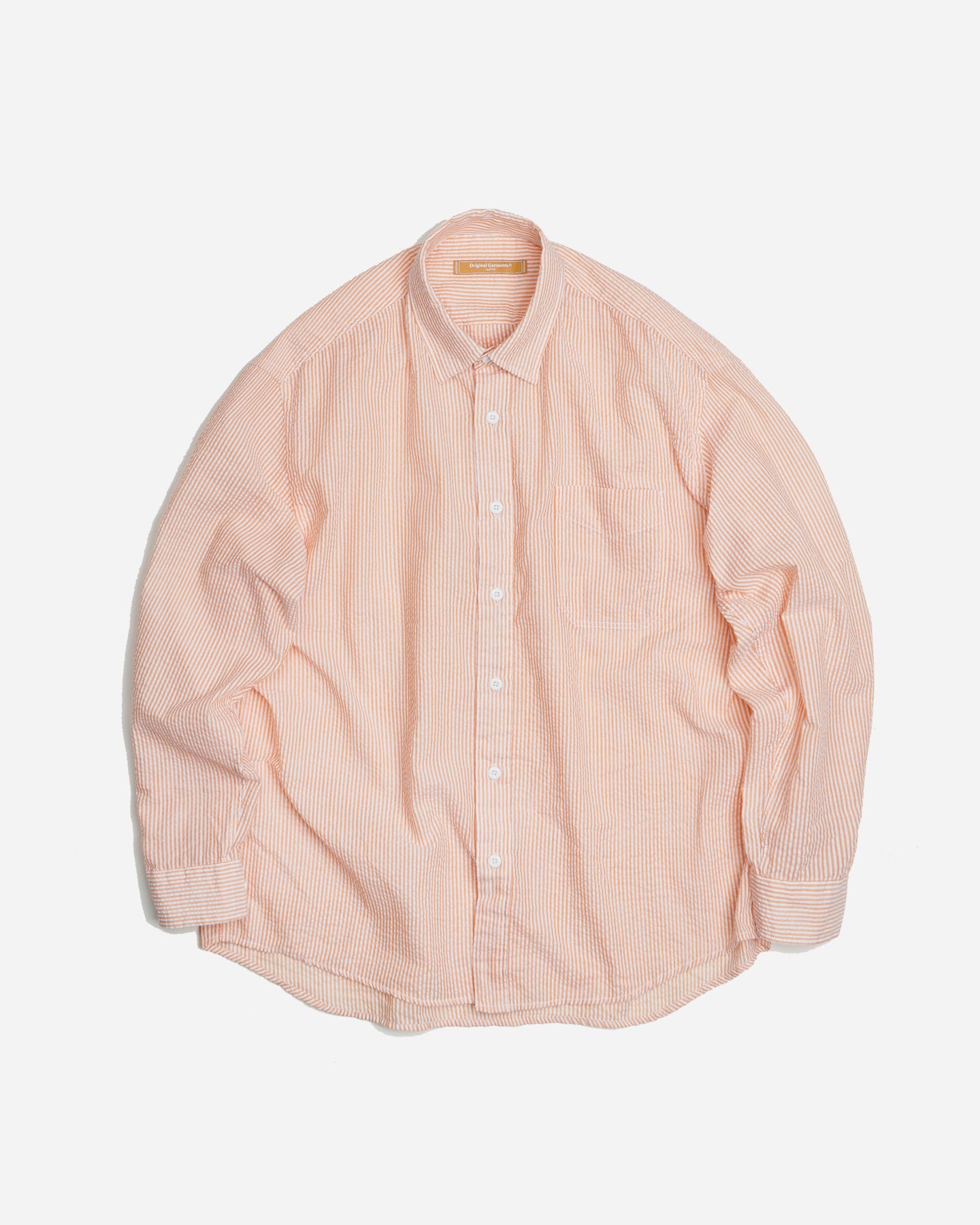 OG Striped Seersucker Oversized Shirt - Orange