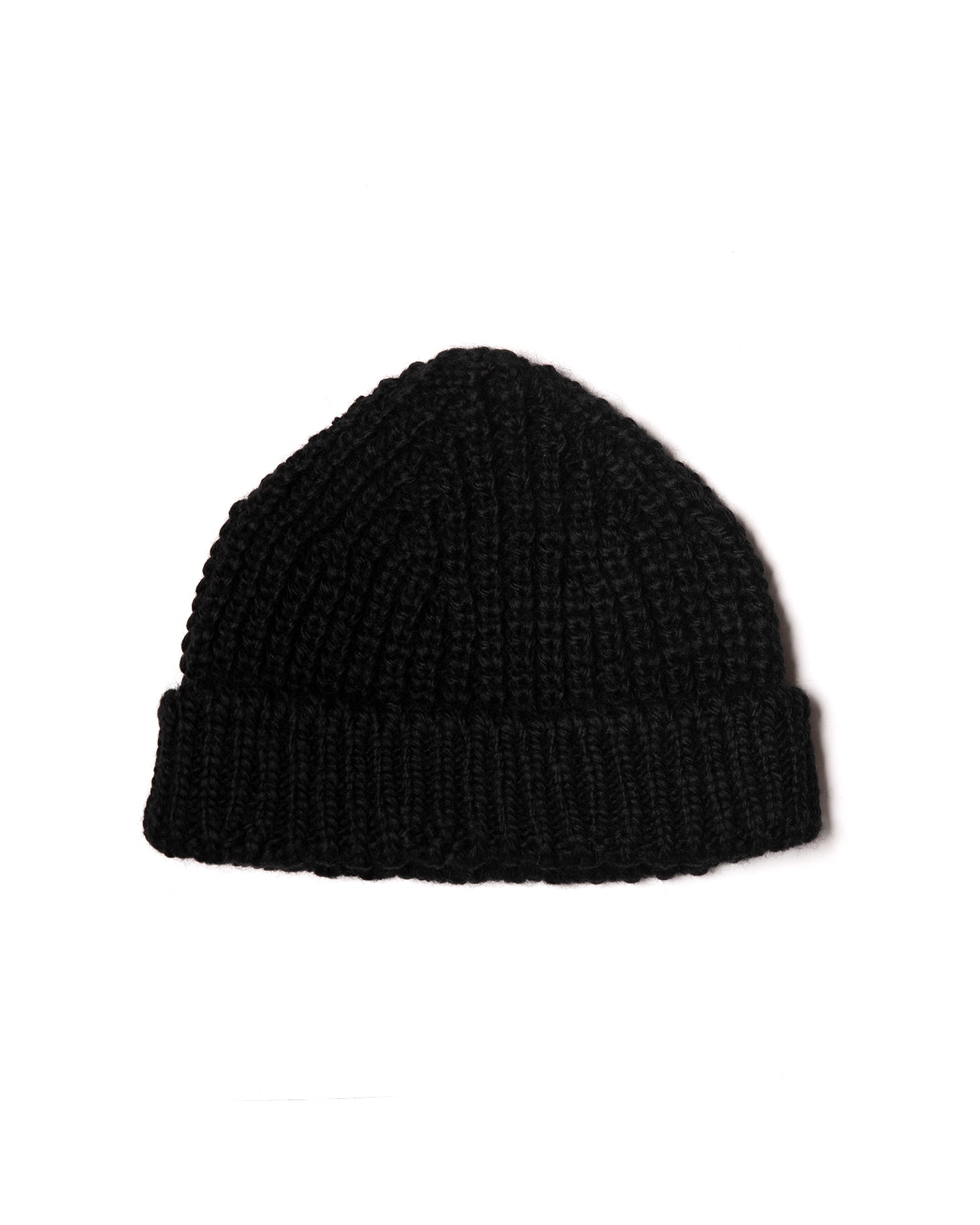 Knit Cap Wool Short - Black