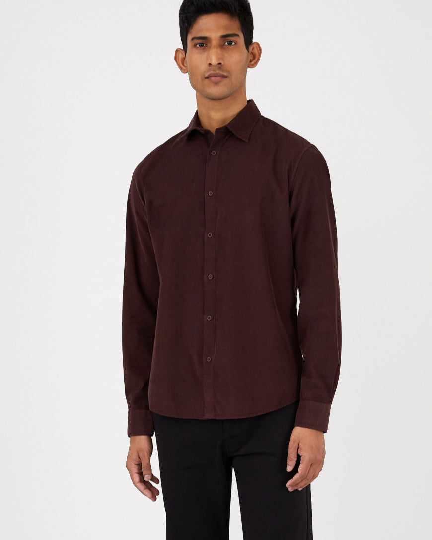 Casual Oxford Corduroy Shirt - Espresso