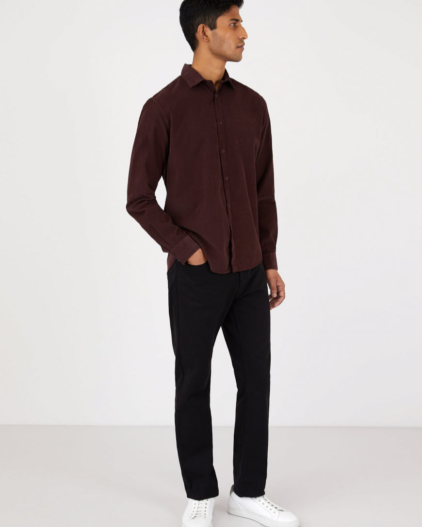 Casual Oxford Corduroy Shirt - Espresso