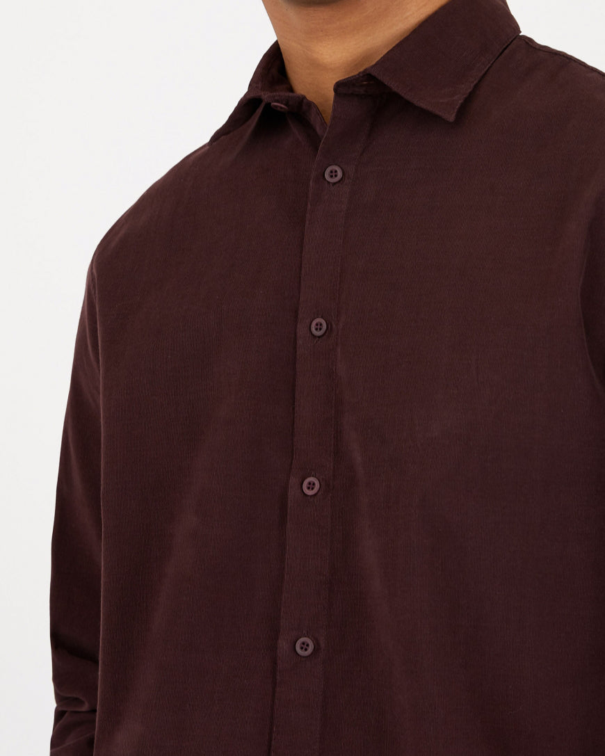 Casual Oxford Corduroy Shirt - Espresso